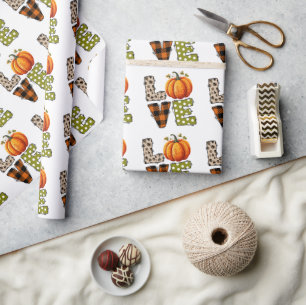 LIEBE niedlicher Fall   Autumn Pumpkin Geschenkpapier