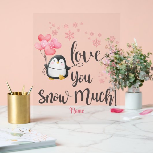 Liebe - Niedlicher Valentinpinguin Personalisiert Acrylschild (Hochzeit)