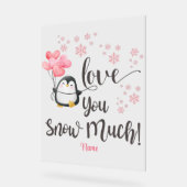 Liebe - Niedlicher Valentinpinguin Personalisiert Acrylschild (Winkel)