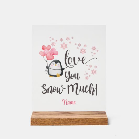 Liebe - Niedlicher Valentinpinguin Personalisiert Acrylschild (Vorderseite)