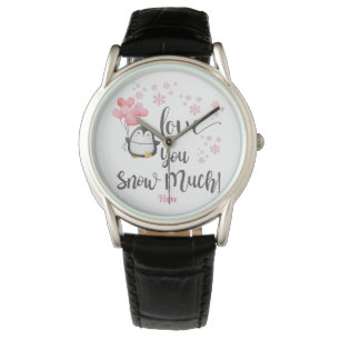 Liebe - Niedlicher Valentinpinguin Personalisiert Armbanduhr