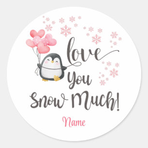 Liebe - Niedlicher Valentinpinguin Personalisiert Runder Aufkleber