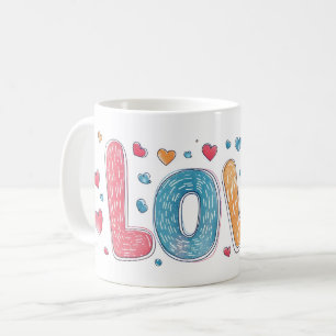 Liebe Niedliches buntes Motto Kaffeetasse
