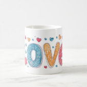 Liebe Niedliches buntes Motto Kaffeetasse (Mittel)
