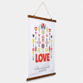 LIEBE Niedliches Minimalistisches Jubiläum Wandteppich Mit Holzrahmen (Gewinkelt)