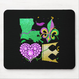Liebe Nola Louisiana Karte Beads und Kronen Fett T Mousepad