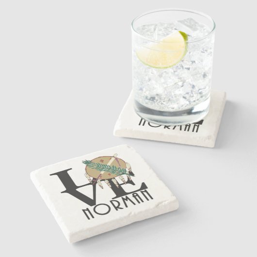 LIEBE Norman Oklahoma Steinuntersetzer (Seitenansicht)