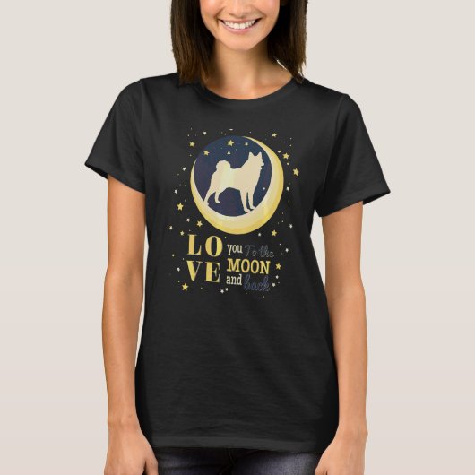 Liebe Norwegischer Elkhound Hund zum Mond T-Shirt (Vorderseite)