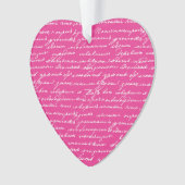Liebe Note Handwriting Pink Heart Valentine Messag Ornament (Vorderseite)