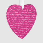 Liebe Note Handwriting Pink Heart Valentine Messag Ornament (Vorderseite)