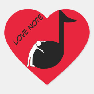 Liebe Note - Music Lover Hugging Kissing Musiknote Herz-Aufkleber
