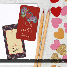 Liebe Note Pun Kid's Doodle School Valentine's Car Mitteilungskarte