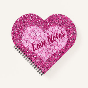 Liebe Notes Pink Diamond Heart Imitate Glitzer Notizblock