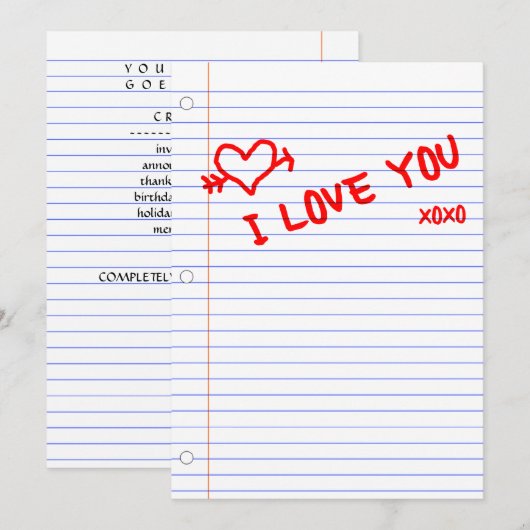 Liebe: Notizbuch Einladung (Vorne/Hinten)