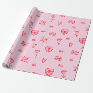 Liebe Notizen & Sweet Leckereien Valentine's Wrapp Geschenkpapier