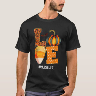 Liebe Nurlife Halloween Pumpkin Leopard Herbst F T-Shirt