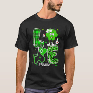LIEBE Nurse Kleeblatt Stethoscope Kariert Leopard T-Shirt
