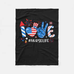 Liebe Nurse Life American Flag 4. Juli Fleecedecke