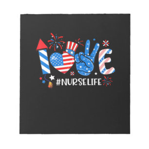 Liebe Nurse Life American Flag 4. Juli Notizblock