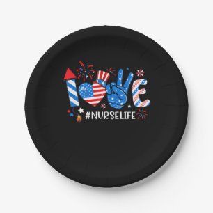 Liebe Nurse Life American Flag 4. Juli Pappteller