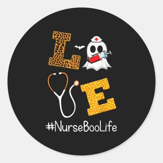 Liebe Nurse Life Leopard und Boo Sheet Halloween Runder Aufkleber (Vorderseite)