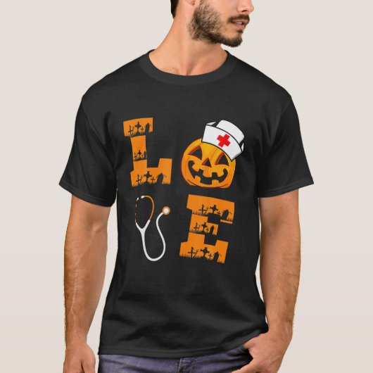 Liebe Nurse Pumpkin Kürbislaterne Funny Halloween T-Shirt (Vorderseite)