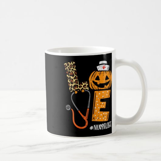 Liebe Nurse Pumpkin Leopard Fall Halloween Thanksg Kaffeetasse (Rechts)