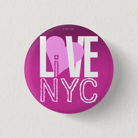 Liebe NYC leben im NYC Knopf-Rosa Button (Vorderseite)