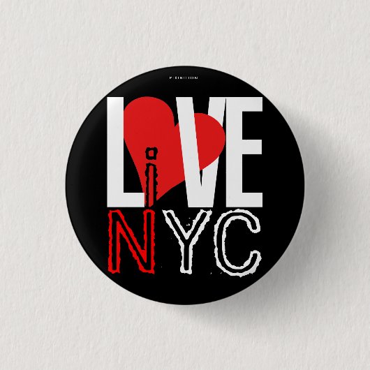 Liebe NYC leben im NYC Knopf-roten Schwarzen Button (Vorderseite)