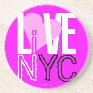 Liebe NYC lebt im NYC-Untersetzer Pink 3 Sandstein Untersetzer