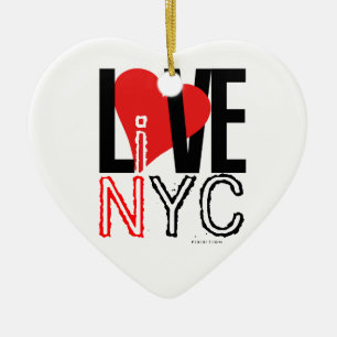 Liebe NYC lebt in NYC Herzdekoration Schwarz-weiß Keramik Ornament