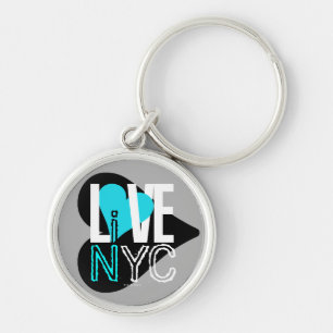 Liebe NYC lebt in NYC Schlüsselanhänger grau blau
