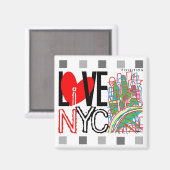 Liebe NYC & Live in NYC Square Magnet (Vorderseite/Rückseite)