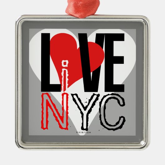 Liebe NYC live in NYC Square Ornament Gray (Vorne)