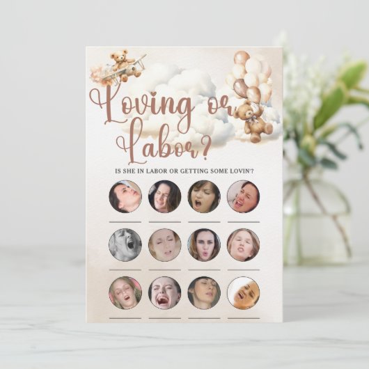 LIEBE ODER ARBEITSBAR Kinderduschenspiel Niedliche Einladung (Stehend Vorderseite)