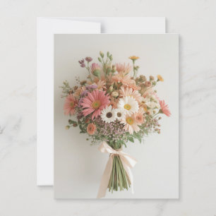 Liebe oder Freundschaft - Pastel Wildblume Bouquet Postkarte