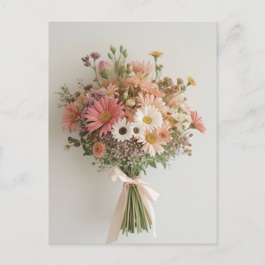 Liebe oder Freundschaft - Pastel Wildblume Bouquet Postkarte (Vorderseite)