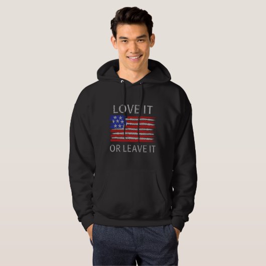 Liebe oder verlass der USA-Flagge Hoodie (Vorne ganz)