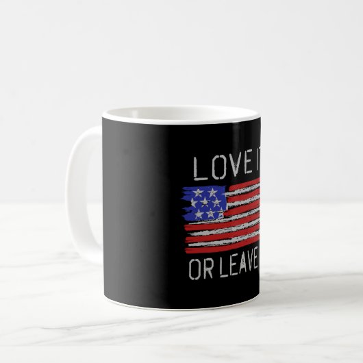 Liebe oder verlass der USA-Flagge Kaffeetasse (Vorderseite Links)