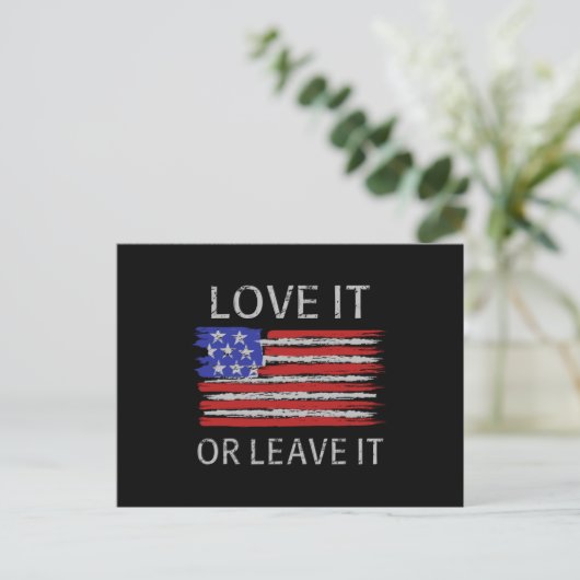 Liebe oder verlass der USA-Flagge Postkarte (Stehend Vorderseite)