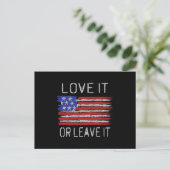Liebe oder verlass der USA-Flagge Postkarte (Stehend Vorderseite)