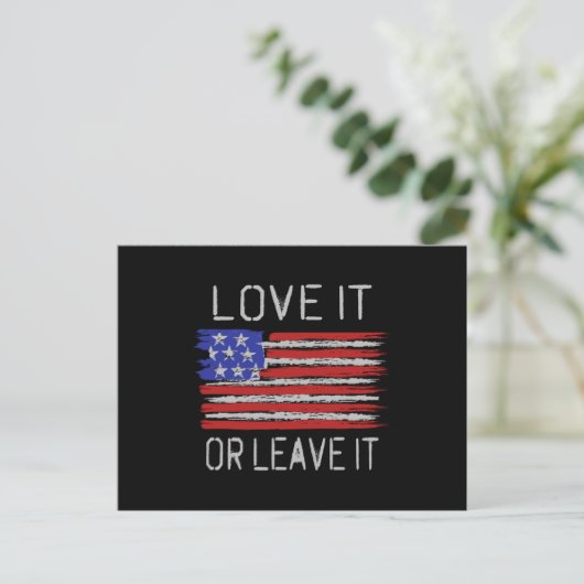 Liebe oder verlass der USA-Flagge Postkarte (Stehend Vorderseite)