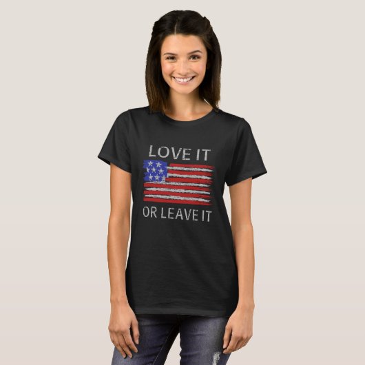 Liebe oder verlass der USA-Flagge T-Shirt (Vorne ganz)