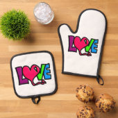 LIEBE OFENHANDSCHUH & Topflappen-Set (Oben Unten)