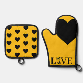 LIEBE OFENHANDSCHUH & Topflappen-Set