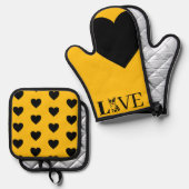 LIEBE OFENHANDSCHUH & Topflappen-Set (Vorderseite/Rückseite)