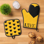 LIEBE OFENHANDSCHUH & Topflappen-Set (Oben Unten)