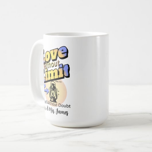 Liebe ohne Begrenzung - Psalm 91:4 Kaffeetasse (Vorderseite Links)