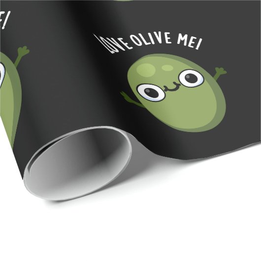 Liebe Olive Me Funny Food Puff Dark BG Geschenkpapier (Rolleneckpunkt)