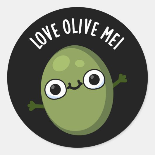 Liebe Olive Me Funny Food Puff Dark BG Runder Aufkleber (Vorderseite)